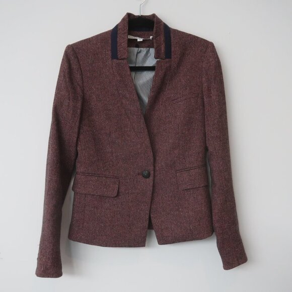 Veronica Beard Tate Upcollar Herringbone Dickey Blazer Size 2 - Picture 4 of 10